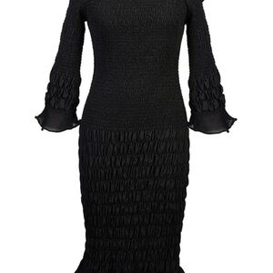 Elegant Black Smocked Dress